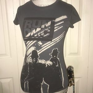 Gray and black run dmc fitted T-shirt rock ware L